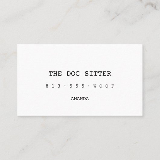 Carte de visite de GARDE D'ENFANTS d'ANIMAL (Dos)