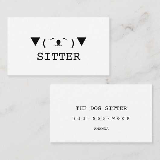 Carte de visite de GARDE D'ENFANTS d'ANIMAL (Devant / Derrière)