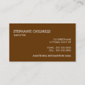 Carte de visite de garde d'enfants de collage de (Dos)