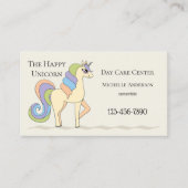 Carte de visite de garde d'enfants licorne pastel (Devant)