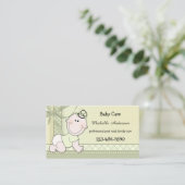 Carte de visite de garde d'enfants Vert pastel Béb (Debout devant)