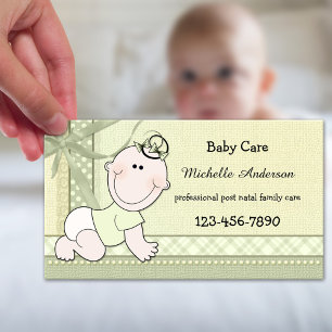 Carte de visite de garde d'enfants Vert pastel Béb