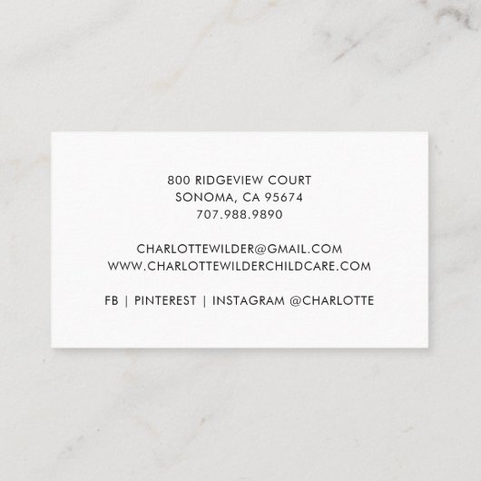 Carte de visite de garderie Boho Rainbow (Dos)