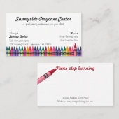 carte de visite de garderie ou de garde d'enfants (Devant / Derrière)