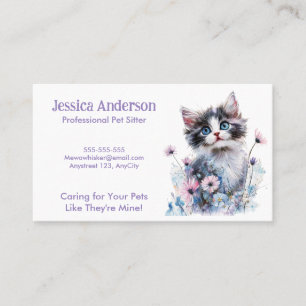 Carte de visite de gardien d'animaux – Joli chat d