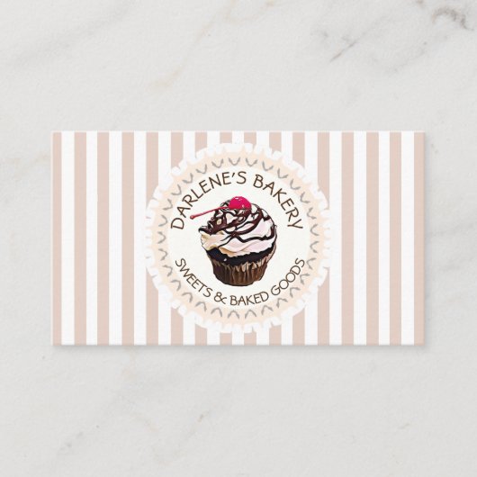 Carte de visite de gâteau au chocolat tressé blanc (Devant)