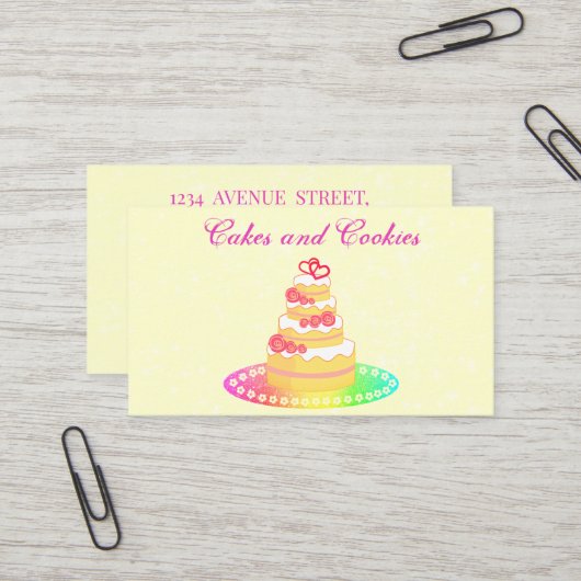 Carte de visite de gâteaux roses sucrés de luxe (Devant/Arrière en situation)