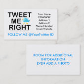 Carte de visite de gazouillement (Devant / Derrière)