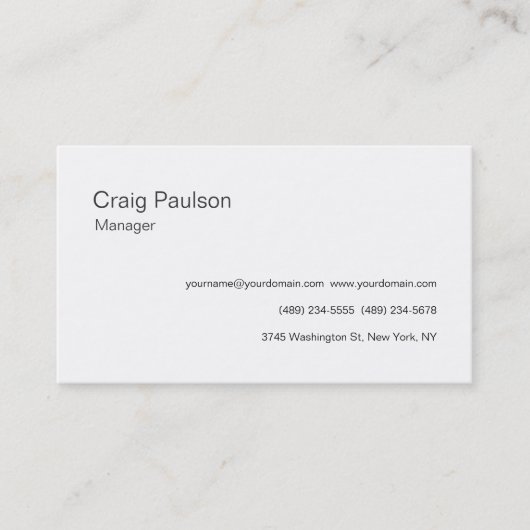 Carte de visite de gestion classique blanc élégant (Devant)