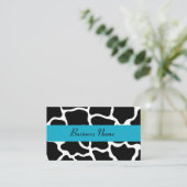 Carte de visite de girafe noir et turquoise (Debout devant)