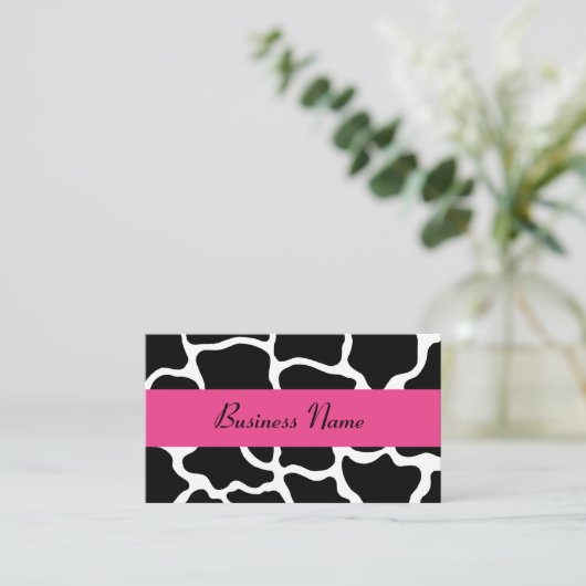Carte de visite de girafe noire et rose (Debout devant)