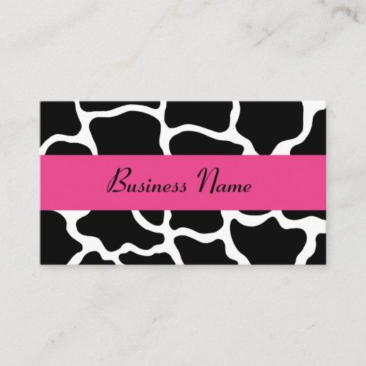 Carte de visite de girafe noire et rose (Devant)