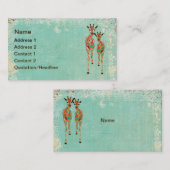 Carte de visite de girafes/étiquettes azurés et (Devant / Derrière)