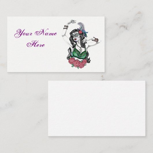 Carte de visite de gitan de crâne de sucre (Devant / Derrière)