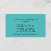 Carte de visite de Glam rétro, Turquoise (Dos)