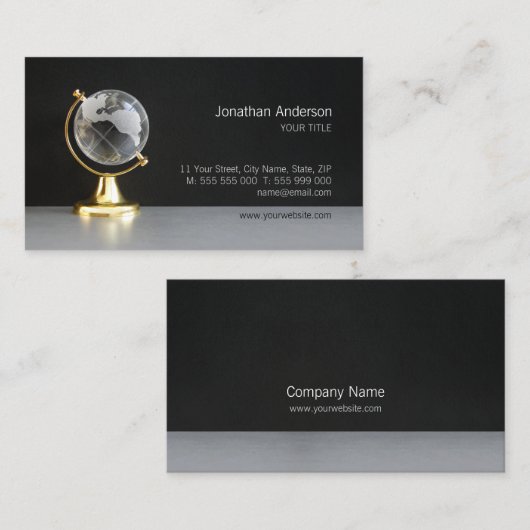 Carte de visite de globe du monde (Devant / Derrière)