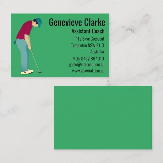 Carte de visite de golf (Devant / Derrière)