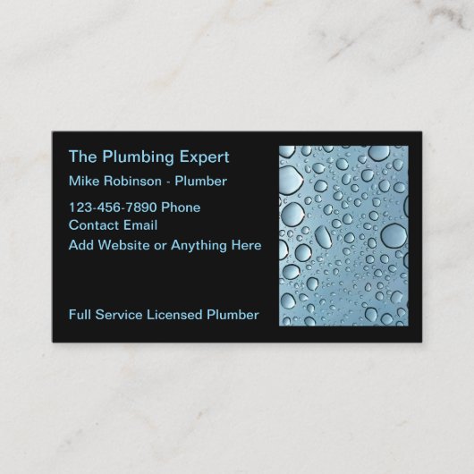 Carte de visite de gouttes d'eau du service de plo (Devant)