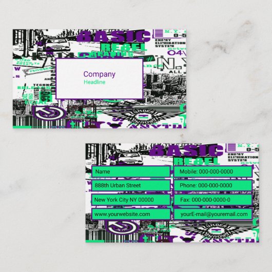 Carte de visite de graffiti urbain (Devant / Derrière)