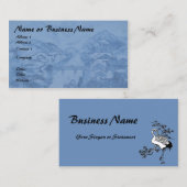 Carte de visite de grue bleue porcelaine chinoise (Devant / Derrière)