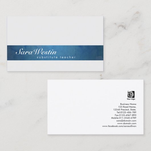 Carte de visite de grunge de script de l'enseignan (Devant / Derrière)