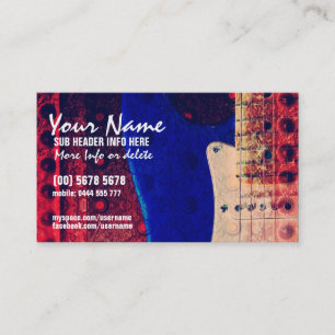 Carte de visite de guitare électrique rouge/bleue