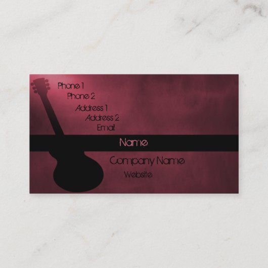 Carte de visite de guitare foncée, rose foncé (Devant)