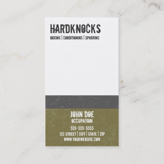 Carte de visite de gymnase de boxe (Dos)