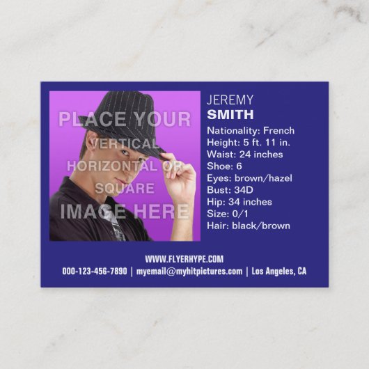 Carte de visite de Headshot de lueur de bleu royal (Devant)