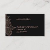 Carte de visite de henné Rose Gold Floral (Dos)