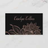 Carte de visite de henné Rose Gold Floral (Devant)
