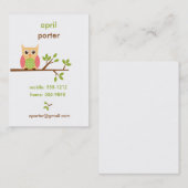 Carte de visite de hibou/appeler/carte de maman (Devant / Derrière)