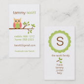 Carte de visite de hibou (#BUS002) (Devant / Derrière)