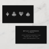 Carte de visite de jeu du casino Faux Silver Parti (Devant / Derrière)