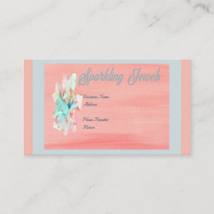 Carte de visite de joaillerie en pêche et turquois
