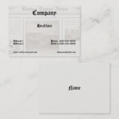 Carte de visite de journal (Devant / Derrière)