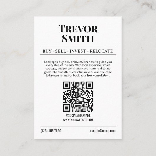Carte de visite de journal, agent immobilier moder (Dos)