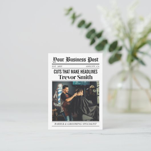 Carte de visite de journal, Barbier & Grooming Sty (Debout devant)