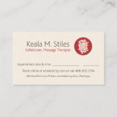 Carte de visite de Keala (Dos)