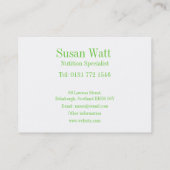 Carte de visite de kiwi de nutritionniste (Dos)