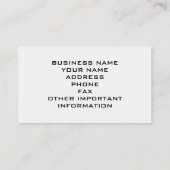 CARTE DE VISITE DE LA BOUTIQUE À VÉLOS (Dos)