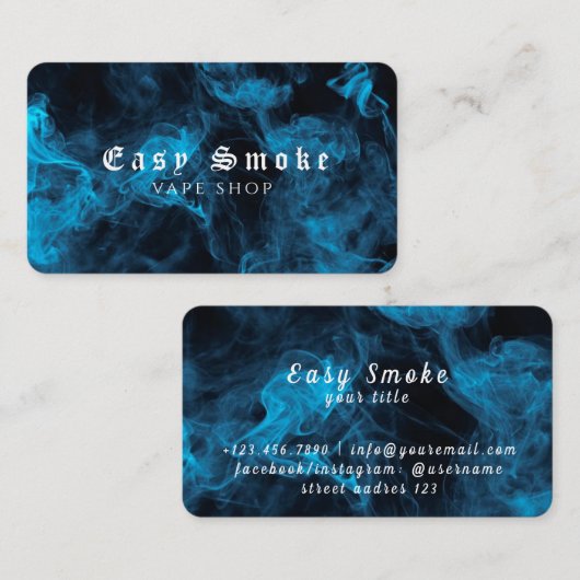 Carte de visite de la boutique Blue White Smoke Va (Devant / Derrière)