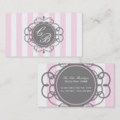 Carte de visite de la boutique chic à rayures rose (Devant / Derrière)