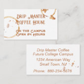 Carte de visite de la boutique de café Taches de c (Devant / Derrière)