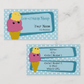 Carte de visite de la boutique de crème glacée (Devant / Derrière)