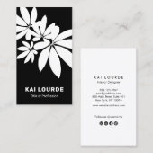 Carte de visite de la branche Feuille moderne noir (Devant / Derrière)