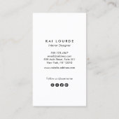 Carte de visite de la branche Feuille moderne noir (Dos)