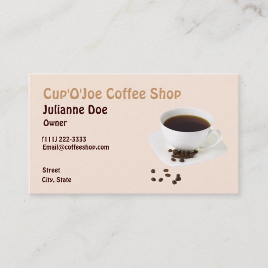 Carte de visite de la cafétéria (Devant)