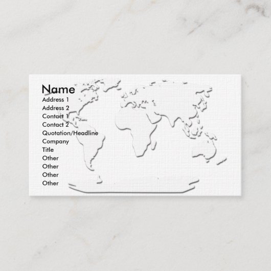 Carte de visite de la carte mondiale blanc (Devant)