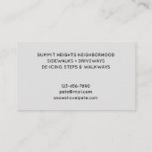 Carte de visite de la chasse à la neige (Dos)